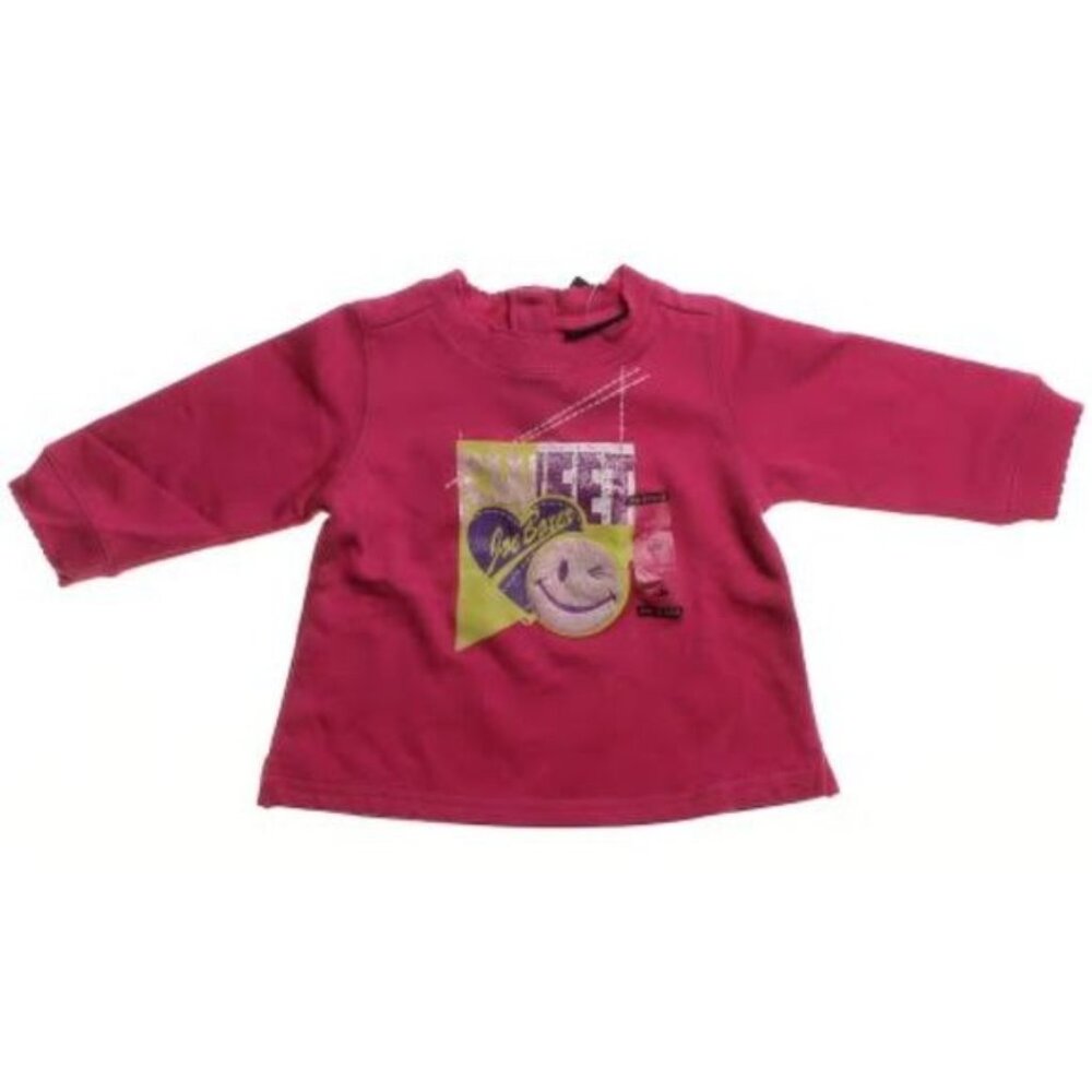 Joe Boxer 12M Girls sweatshirt fleece smile Happy face Graphic Hot Pink NEW